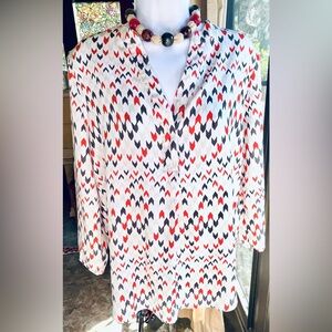 Lilla P Red and Black Chevron Blouse